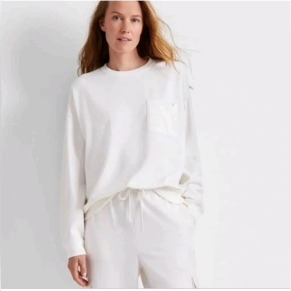 State of Day Women's Crewneck Long Sleeve Sweatshirt, Bright Sea Salt - Picture 10 of 10